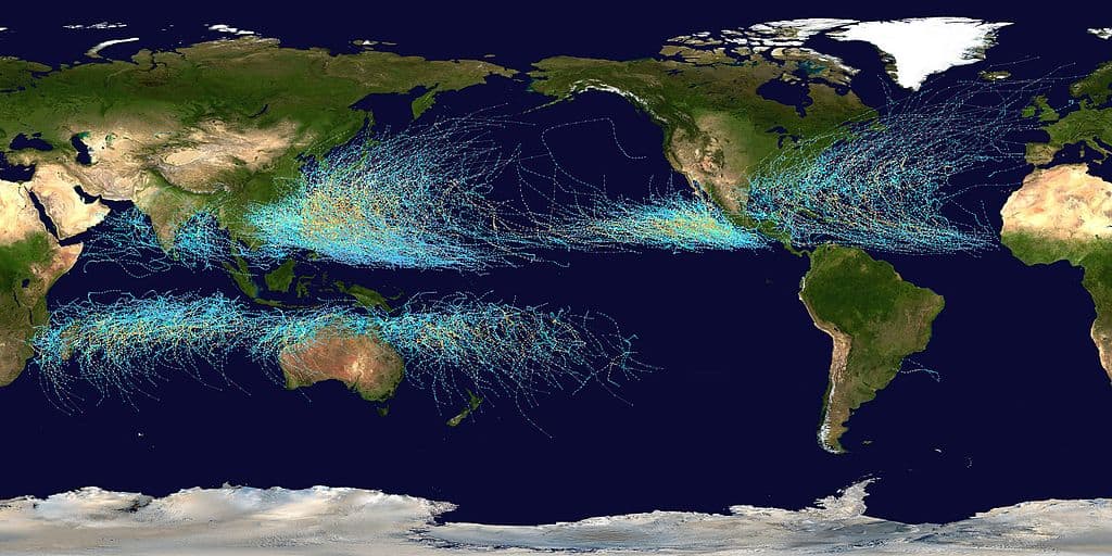 global tropical cyclone tracks 
