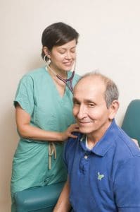 female doctor with elderly patient