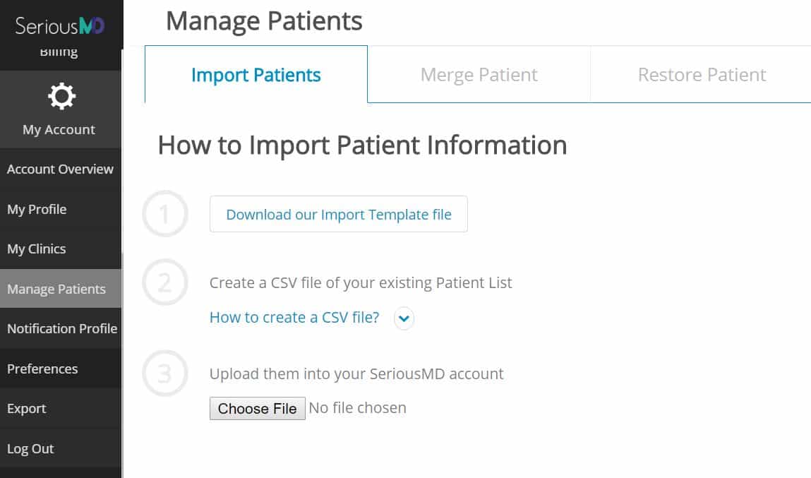SeriousMD patient import tool