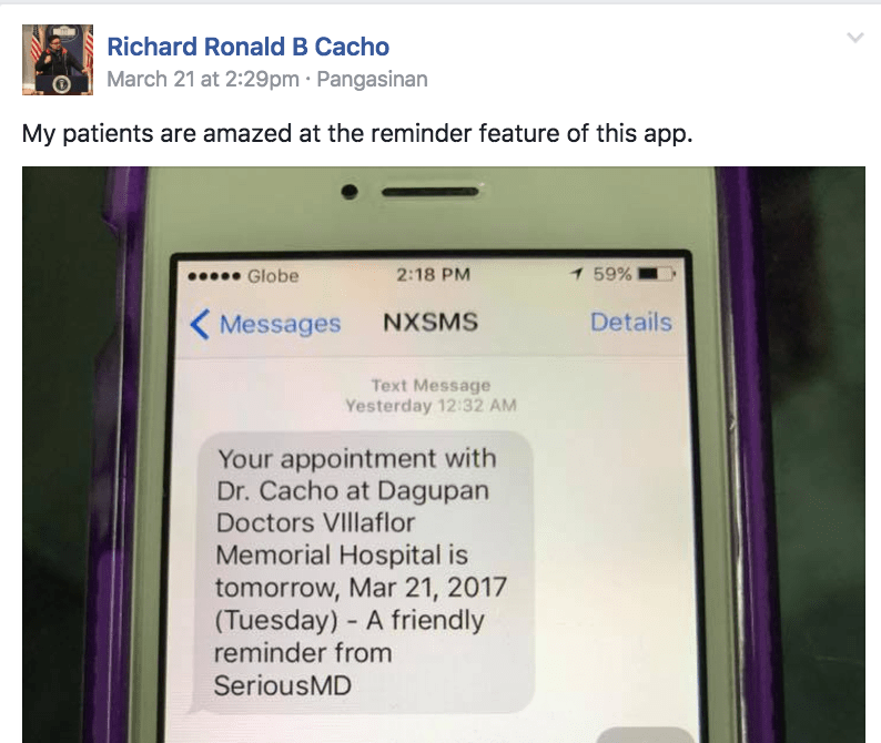 seriousmd ehr emr text sms auto reminder