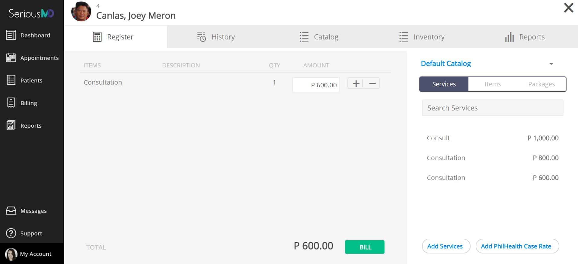 SeriousMD Billing a patient 3