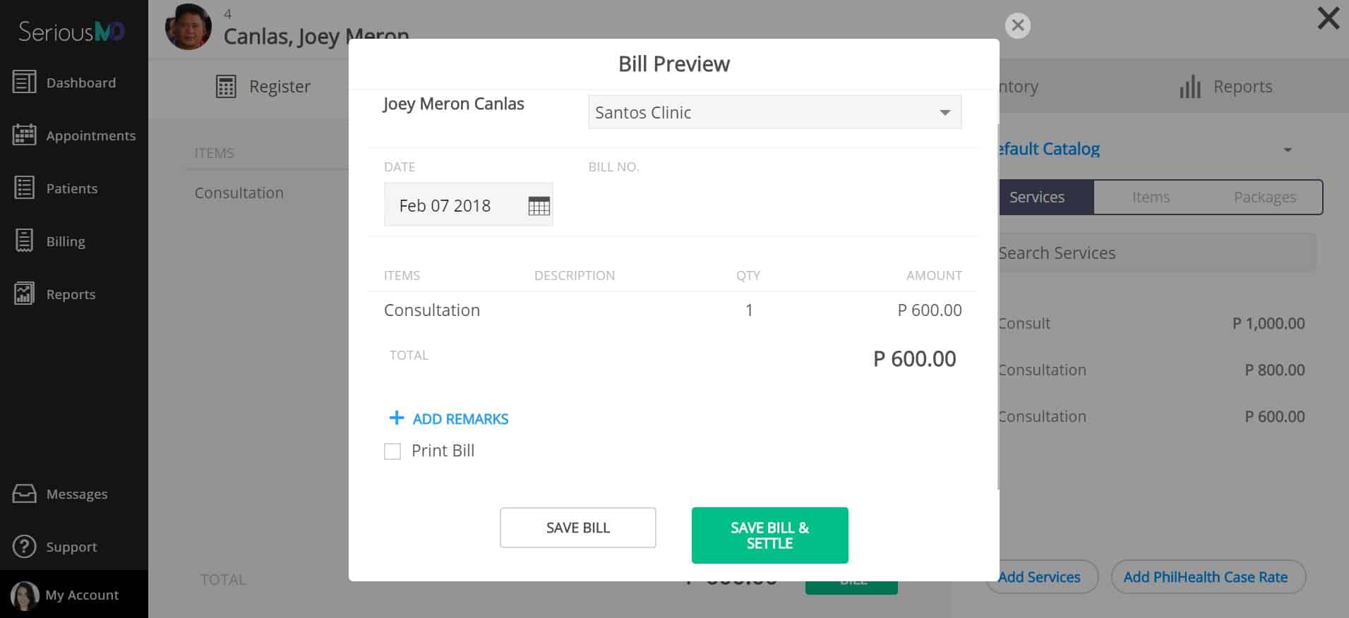 SeriousMD Billing a patient 4