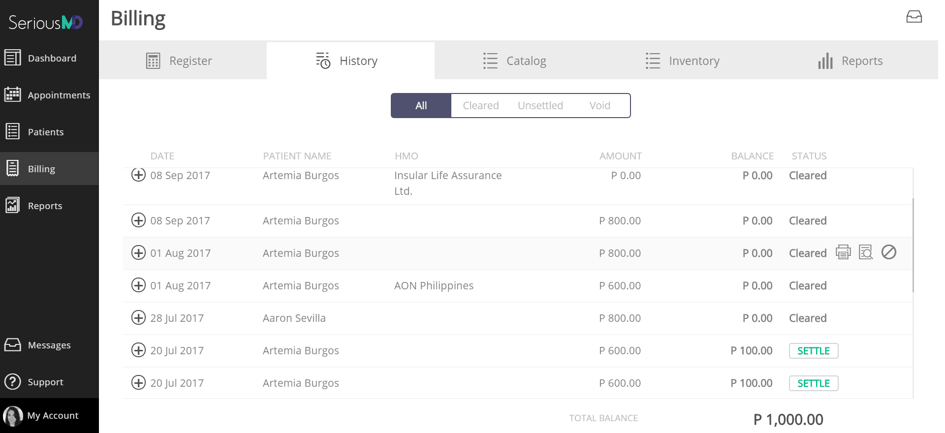 SeriousMD Billing practices Print, Preview and Void