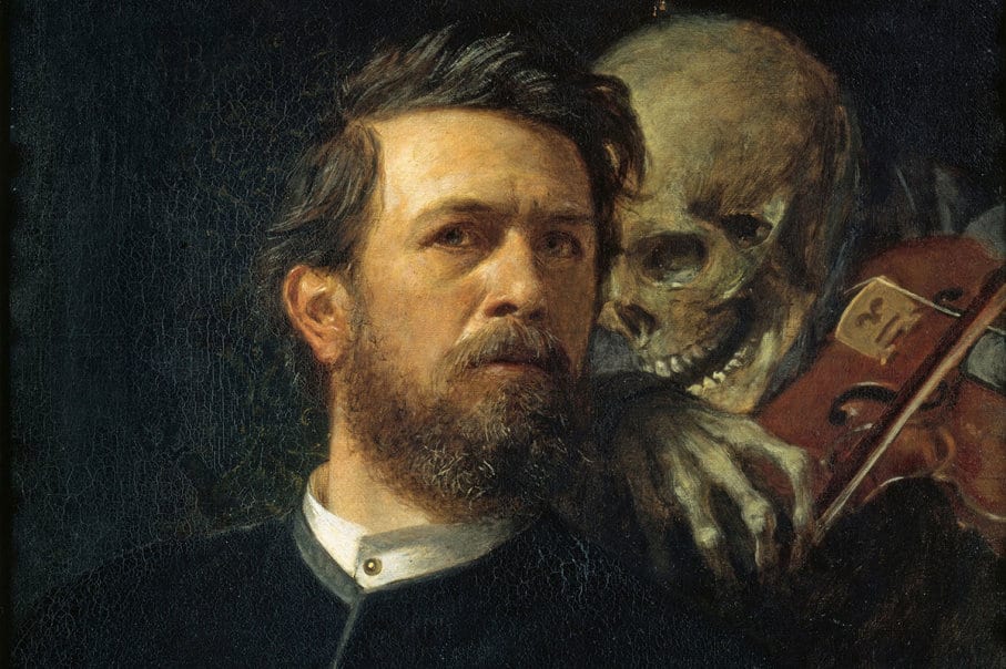 self-portrait with death playing the fiddle
