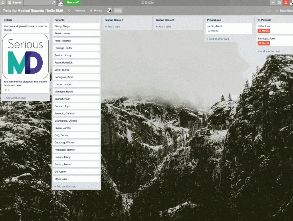 SeriousMD Trello EMR